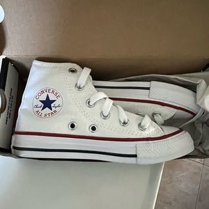 Brand new white kids converse high top shoes